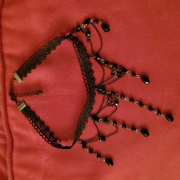 *NWT* Hot Topic's Cosmic Aura Black Lace Beaded Choker - Picture 2 of 16